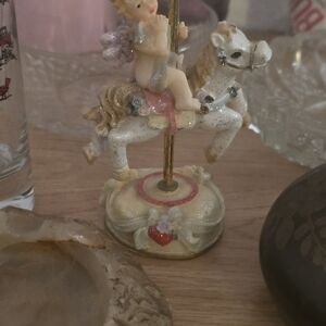 Cherub on Carousel Horse Figurine
